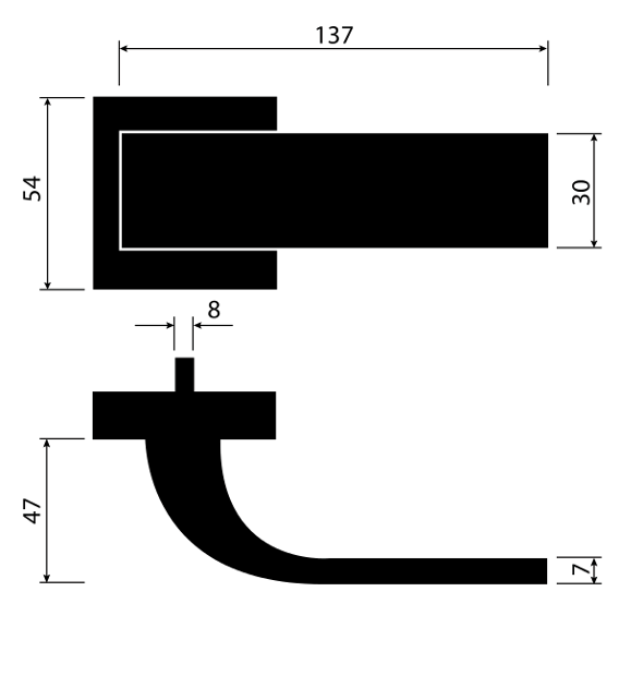 Rozměry dveřní klika Trinity