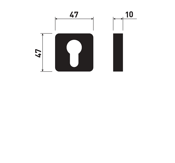 Rozměry Spodní rozety 47&times;47 mm cylindrické